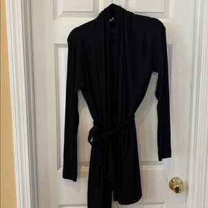 Skin Organic black Cotton mix Robe Shawl Collar & slip nightgown medium / 2